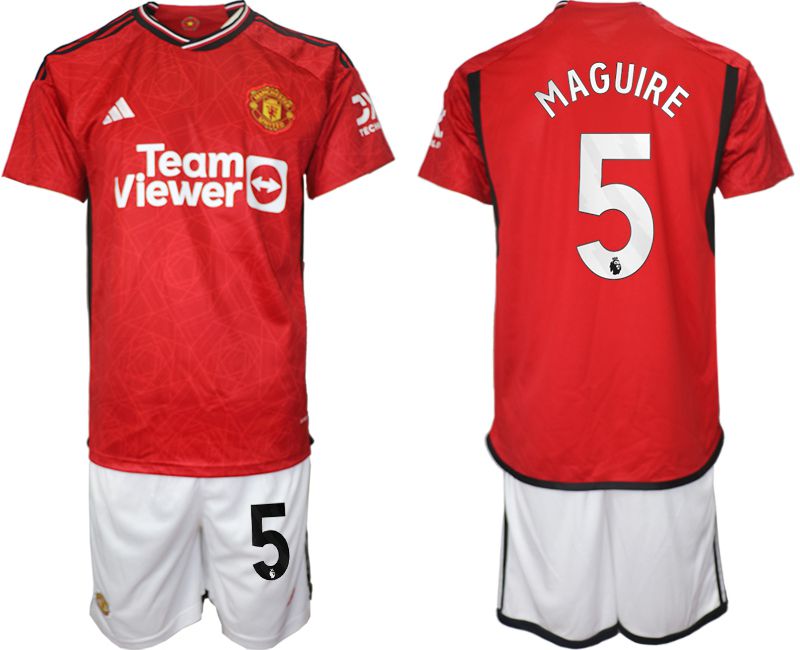 Men 2023-2024 Club Manchester United home red 5 Soccer Jersey